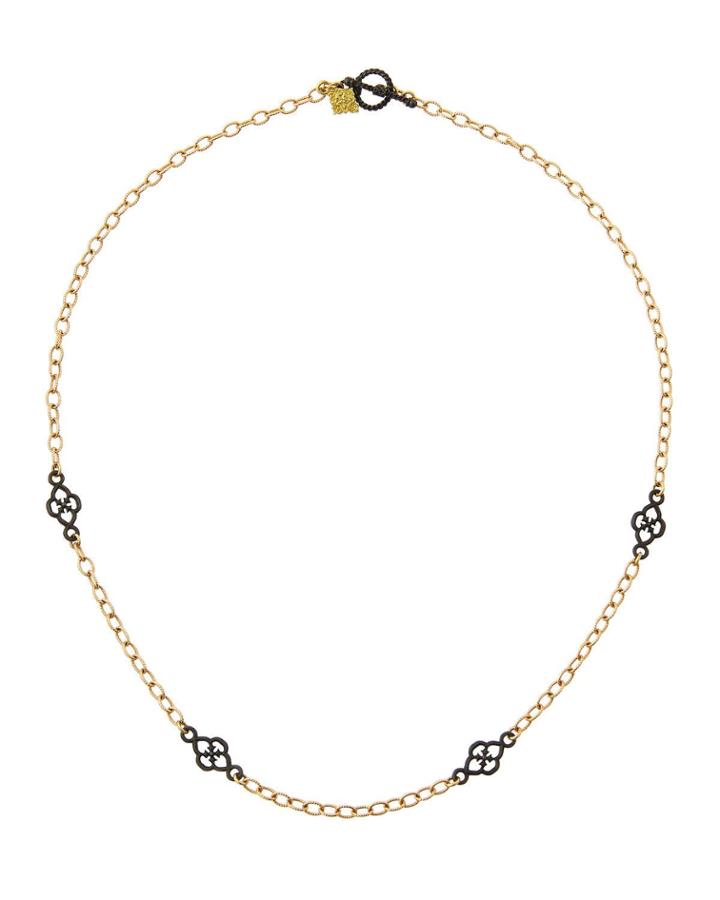 Two-tone Scroll Station Necklace