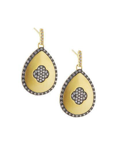 Pav&eacute; Clover Teardrop Earrings