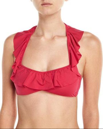 Ruffle Multi-wearable Swim Top, Raspberry