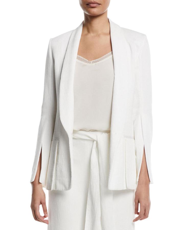 Crinkle Crepe Slit-sleeve Blazer