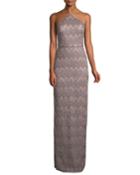 Long Column Halter Dress W/ Right