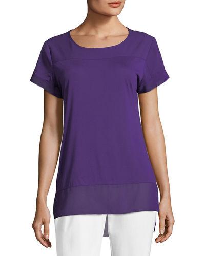 Chiffon-hem Jersey Tee
