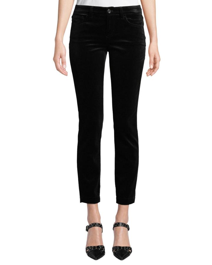 Pretty Fit Mid-rise Straight-leg Velvet Pants