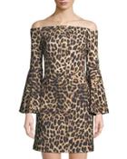 Animal-print Off-the-shoulder Dress