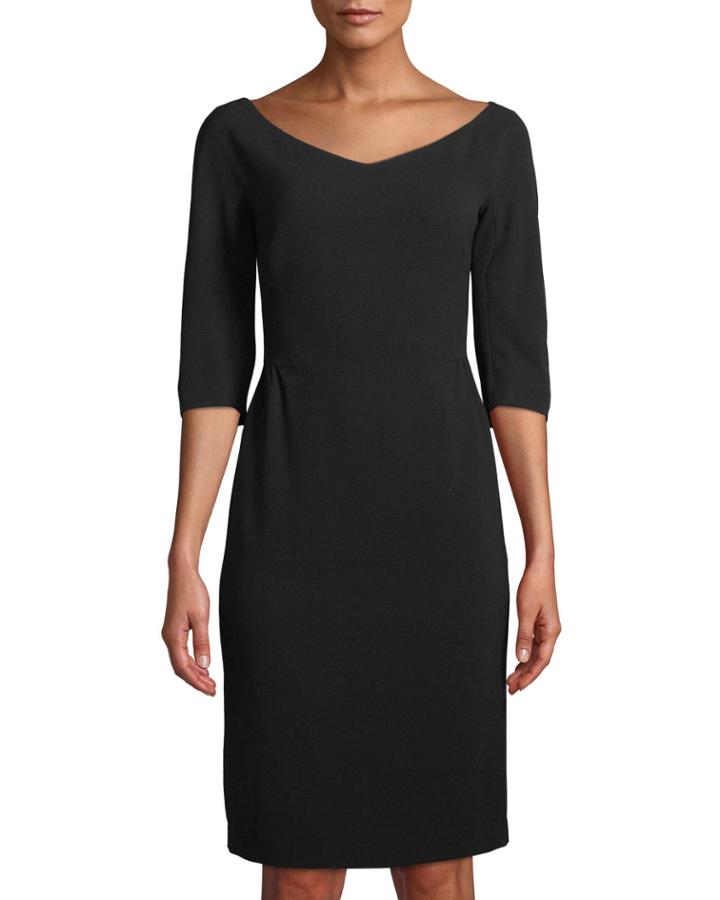 Alexia Half-sleeve Knit Sheath Dress, Black