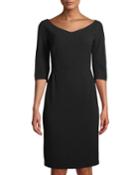 Alexia Half-sleeve Knit Sheath Dress, Black
