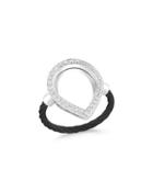 Open Diamond Pav&eacute; Teardrop Ring, Black,