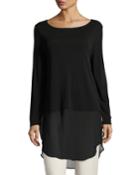 Petite Long-sleeve Silk Jersey Tunic W/