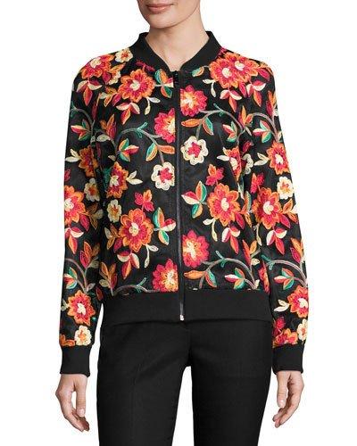 Allover-embroidered Bomber Jacket,