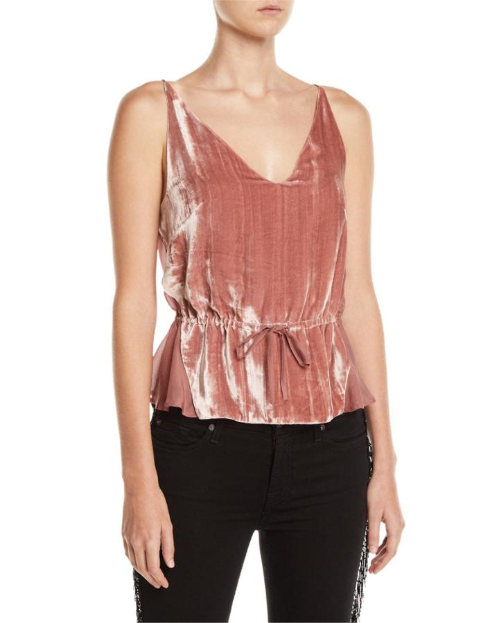 Lucy Velvet-front Peplum Cami