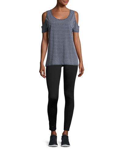 Striped Cold-shoulder Jersey Tee
