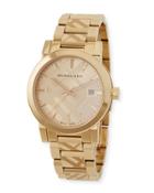 34mm The City Stainless Steel Bracelet Watch, Gold