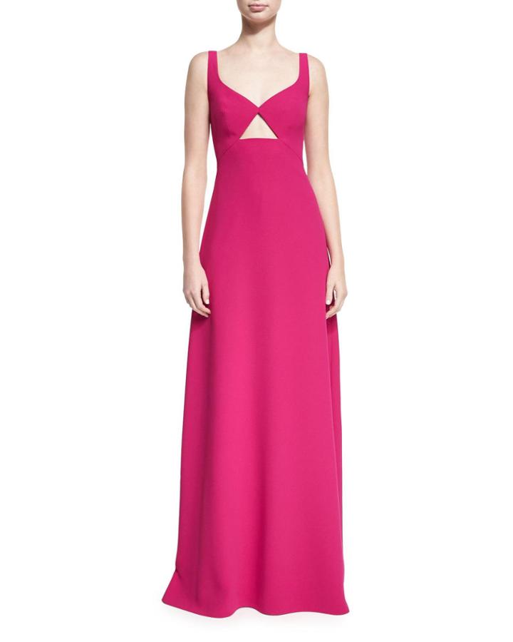 Sleeveless Cutout Crepe Evening Gown, Punch
