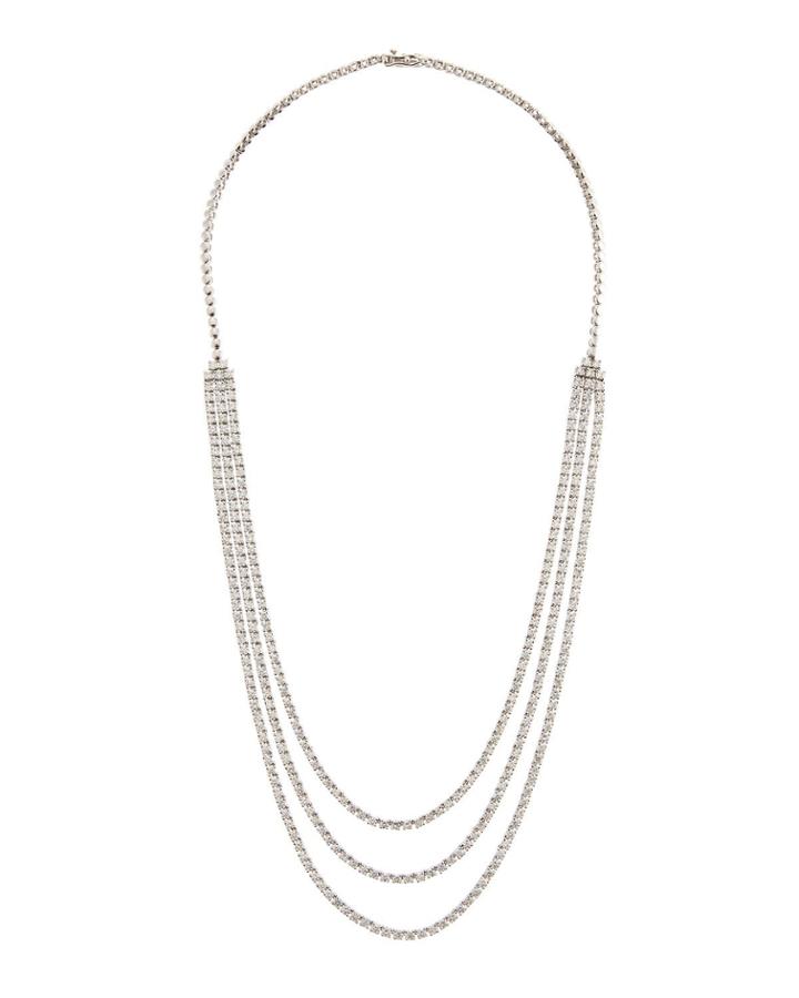 18k Three-row Diamond Tennis Necklace