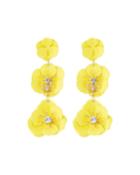 Enamel Flower Drop Earrings, Yellow