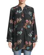 Natasha Botanical-print Long-sleeve Tunic