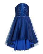Sequin Embroidered & Organza High-low Dress,