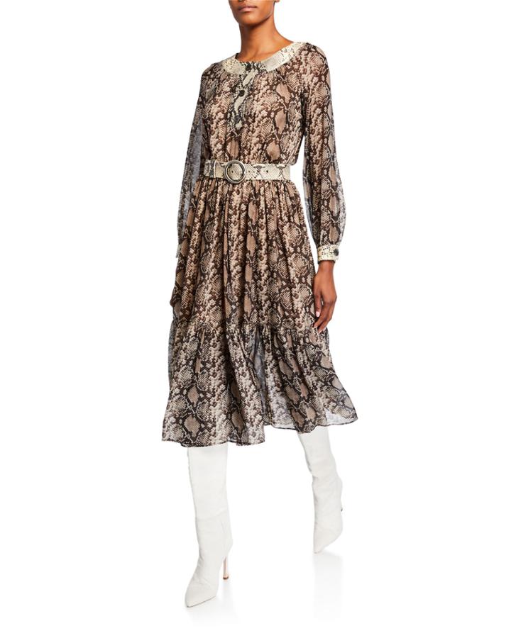 Python-print Chiffon Dress