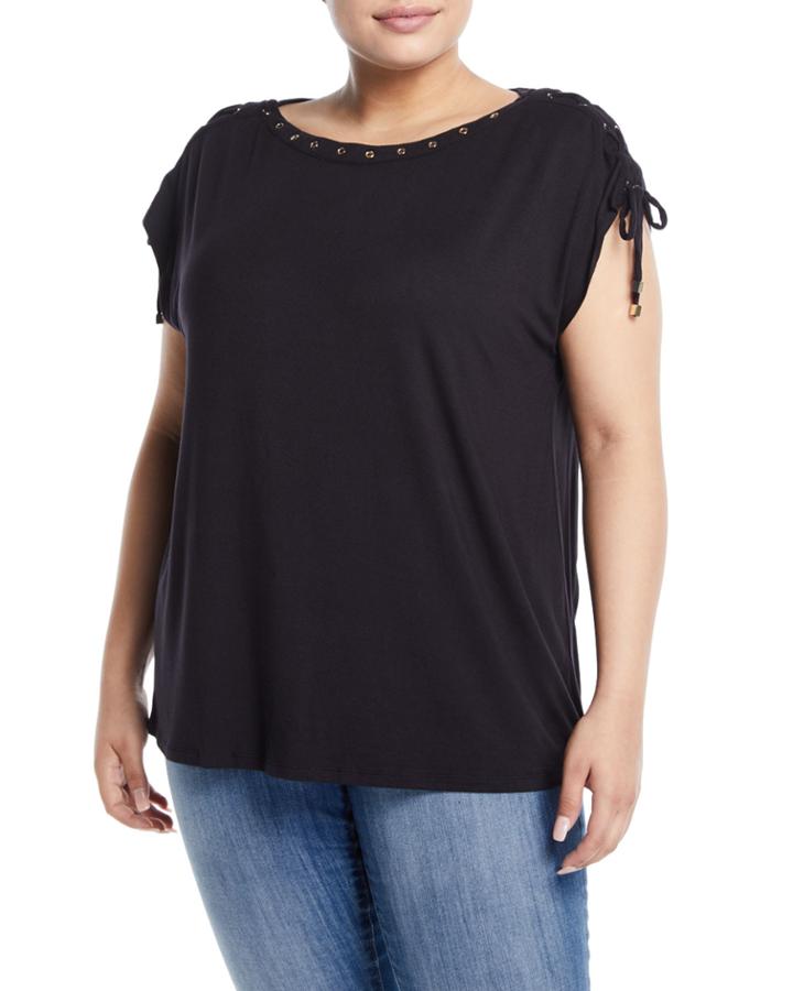 Lace-up Shoulder Tee,