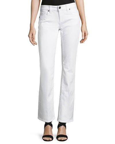 Natalie Flap-pocket Boot-cut Jeans, White