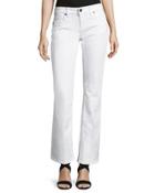 Natalie Flap-pocket Boot-cut Jeans, White