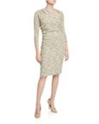 Asymmetric 3/4-sleeve Tweed
