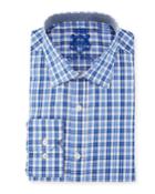 Classic-fit Plaid Dress Shirt, White/blue