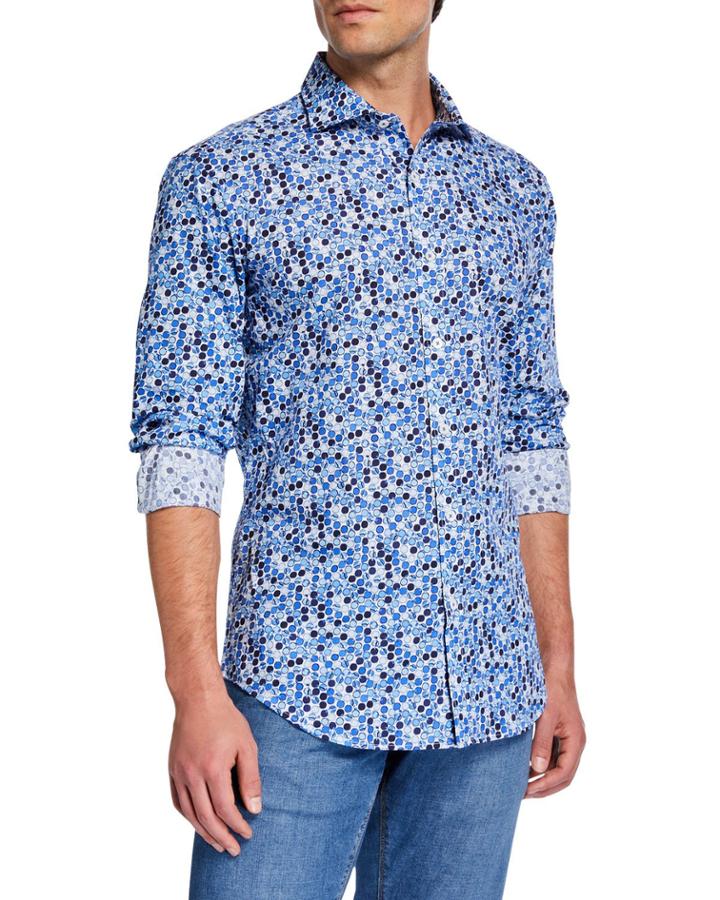Men's Shaped-fit Circle-print Long-sleeve