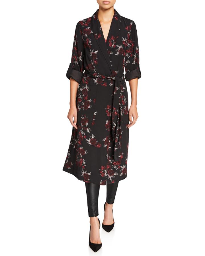 Rose Noir Floral Trench Coat