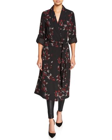 Rose Noir Floral Trench Coat