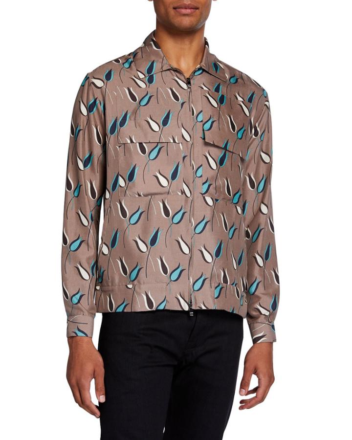 Men's Silk Zip-front