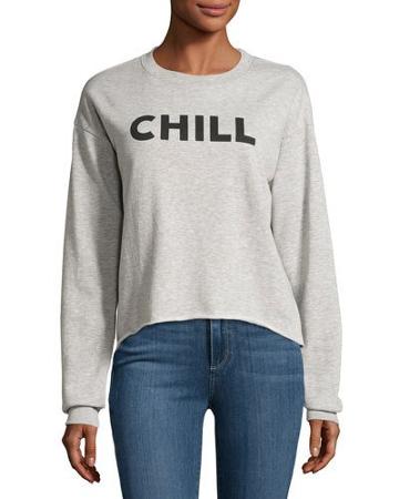 Chill Graphic Roll-hem Sweatshirt, Gray