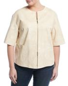 Sabina Snake-embossed Leather Jacket, Multi,