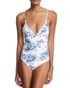 Hanalei Bralette One-piece Swimsuit, White Pattern