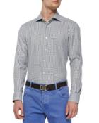 Check Long-sleeve Woven Shirt, Brown/blue