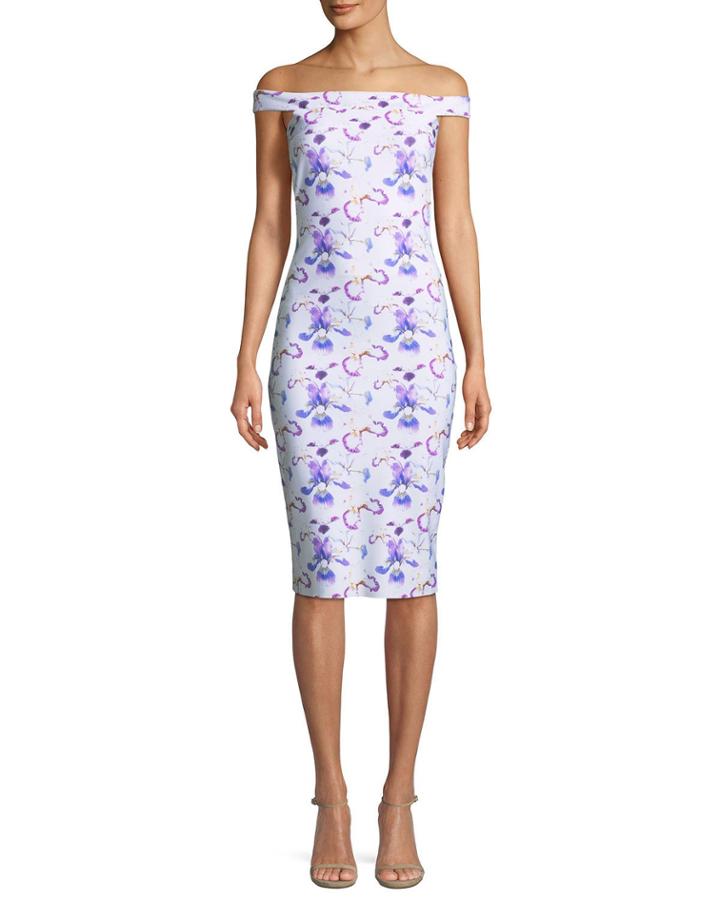 Kalaf Floral-print Off-the-shoulder Cocktail Dress