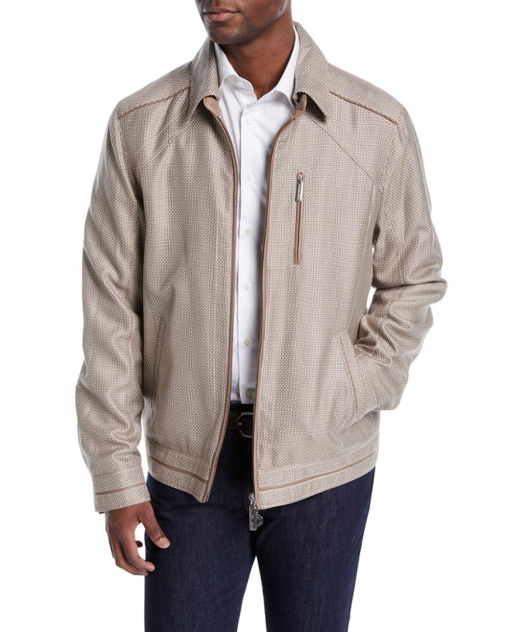Men's Textured Bomber Jacket With