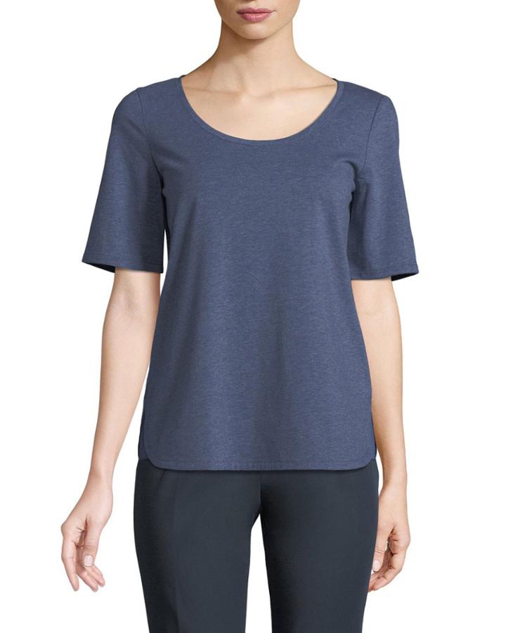 Scoop-neck Charmeuse-hem Tee
