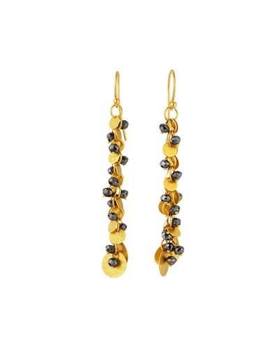 24k Black Diamond Flake Dangle Earrings