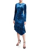 Maddox Long-sleeve Asymmetric Crushed Velvet