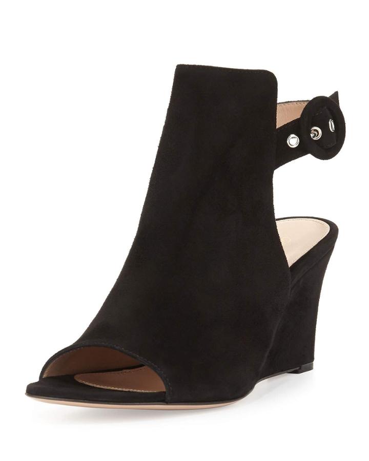 Open-toe Slingback Wedge Bootie
