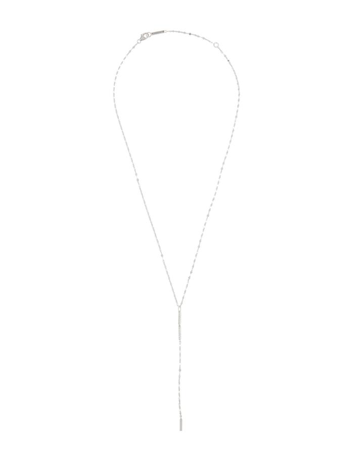 14k White Gold Diamond Bar Y-necklace