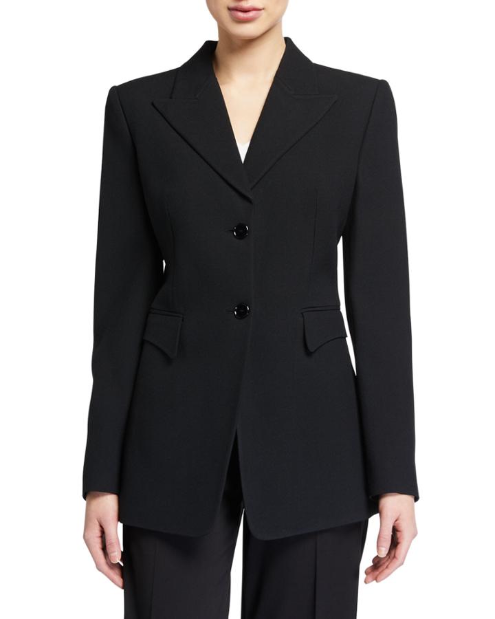 Two-button Peak-lapel Crepe