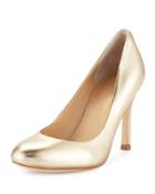 Janie Metallic Leather 90mm Pump, Gold