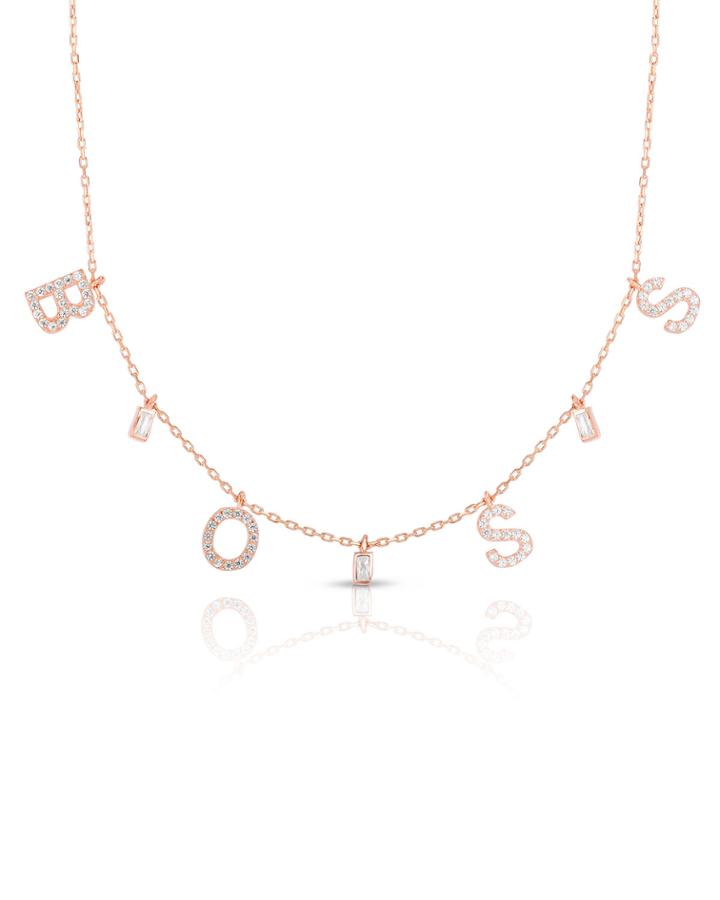Crystal Boss Shaker Necklace, Rose