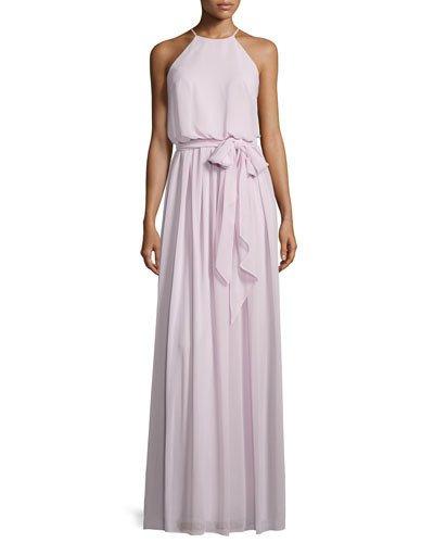 Alana Tie-waist Chiffon Gown