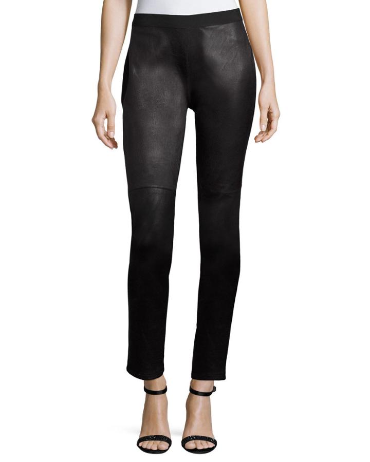 Ponte Leather-blocked Leggings,