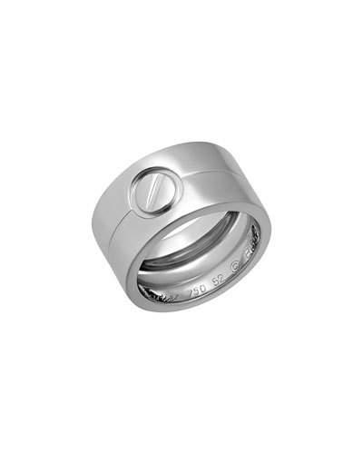 18k White Gold Wide Love Band Ring,