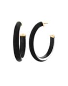 Oval Lucite Hoop Earrings, Black
