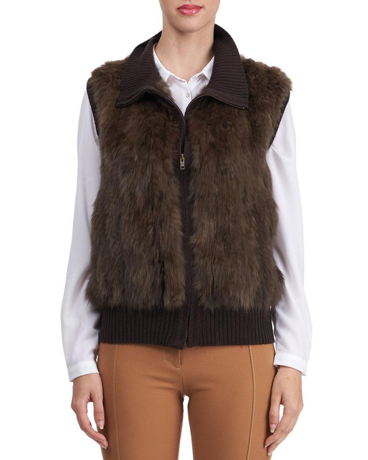 Sable Fur Knit Zip Vest